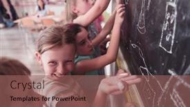  Presentation with elementary children - Slide set featuring children-write-and-draw background and a violet colored foreground