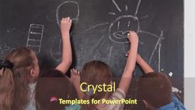  Presentation with elementary children - Theme with children-write-and-draw background and a tawny brown colored foreground