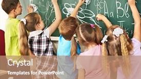  Presentation with school children - Theme enhanced with inner workings - paint brush with a wooden background and a light gray colored foreground