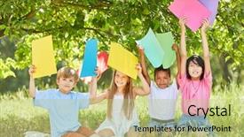  Presentation with craft - PPT theme consisting of childrens art - children of creative craft group background and a mint green colored foreground