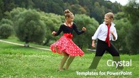  Presentation with couple dance - Slide set consisting of childrens ballroom dance couple background and a seafoam green colored foreground