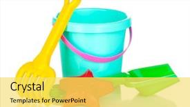  Presentation with children - Presentation with children's beach toys isolated background and a  colored foreground