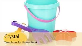  Presentation with children - Slide deck with children's beach toys isolated background and a yellow colored foreground