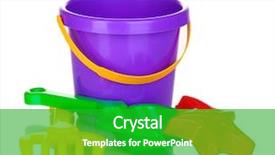  Presentation with children plush toy and dolls - Cool new slides with children's beach toys isolated backdrop and a shamrock green colored foreground