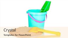  Presentation with beach toys on sand - Presentation theme featuring children's beach toys background and a lemonade colored foreground