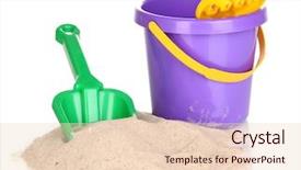  Presentation with white sand - PPT theme enhanced with children's beach toys background and a lemonade colored foreground