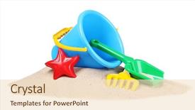  Presentation with white sand - Beautiful slides featuring children's beach toys backdrop and a lemonade colored foreground