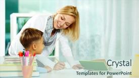  Presentation with smart - Slide set consisting of childrens books - portrait of smart tutor background and a sky blue colored foreground