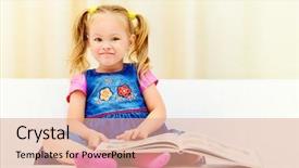  Presentation with children story book - Cool new theme with childrens books - pretty little girl sitting backdrop and a  colored foreground