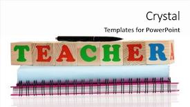  Presentation with wood - Presentation design having childrens books - word teacher composed from wood background and a white colored foreground