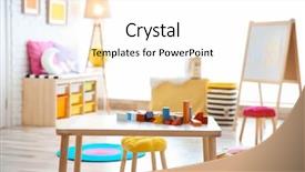  Presentation with colour blocking building blocks - Colorful PPT theme enhanced with childrens day - child's room interior with colorful backdrop and a white colored foreground