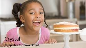  Presentation with childrens day - PPT theme enhanced with childrens day - girl wanting cake at home background and a coral colored foreground