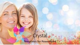  Presentation with pinwheel - PPT theme having childrens day - summer holidays family children background and a coral colored foreground
