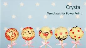 Presentation with confectionery tasty cake pops - Amazing slides having childrens day - tasty cake pops on blue backdrop and a sky blue colored foreground