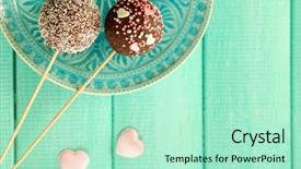  Presentation with childrens day - Presentation featuring childrens day - tasty cake pops on plate background and a mint green colored foreground
