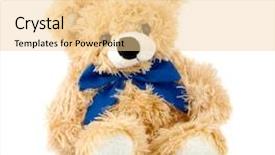  Presentation with teddy bear - PPT theme having childrens day - teddy bear toy with blue background and a blonde colored foreground