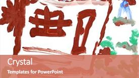  Presentation with water color - Beautiful slides featuring children's drawing water color backdrop and a coral colored foreground