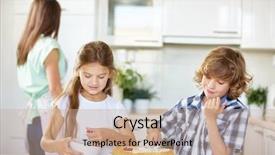  Presentation with baking cake - Beautiful presentation featuring childrens eaten - boy and girl baking backdrop and a coral colored foreground