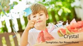  Presentation with childrens - Audience pleasing theme consisting of childrens eaten - boy puts flags as decoration backdrop and a  colored foreground
