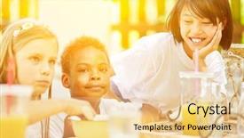  Presentation with breakfast cereal - Beautiful theme featuring childrens eaten - happy kids eating breakfast cereal backdrop and a blonde colored foreground