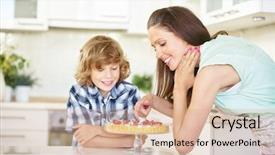  Presentation with childrens - Theme having childrens eaten - mother and son tasting background and a lemonade colored foreground