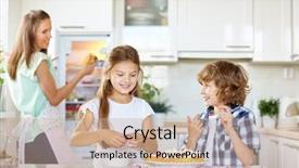  Presentation with kids fruit - Audience pleasing presentation consisting of childrens eaten - two happy kids baking backdrop and a coral colored foreground