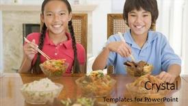  Presentation with chinese food - Cool new presentation theme with childrens eaten - two young children eating chinese backdrop and a coral colored foreground