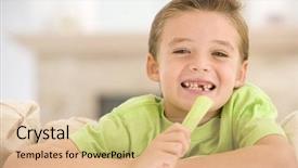  Presentation with kids room children smile - Presentation theme enhanced with childrens eaten - young boy eating celery background and a  colored foreground