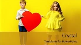  Presentation with children - Slide set enhanced with kids valentines - children's fashion beautiful boy background and a gold colored foreground