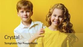  Presentation with children little child girl plays - Amazing PPT theme having children's fashion beautiful boy backdrop and a yellow colored foreground