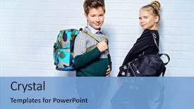  Presentation with children education - Presentation theme consisting of children's fashion modern boy background and a light blue colored foreground