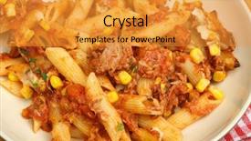  Presentation with penne pasta - Beautiful slide set featuring childrens food - baked penne pasta with tuna backdrop and a gold colored foreground