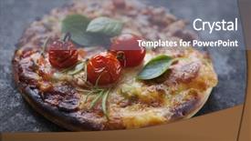  Presentation with childrens - Theme having childrens food - mini pizza background and a  colored foreground