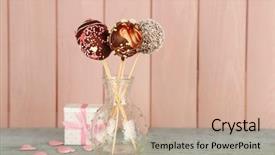  Presentation with childrens - Slide deck consisting of childrens food - tasty cake pops and gift background and a coral colored foreground