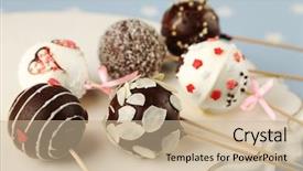  Presentation with cake - Cool new slides with childrens food - tasty cake pops on plate backdrop and a soft green colored foreground