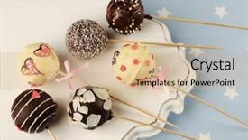  Presentation with childrens - Presentation theme having childrens food - tasty cake pops on plate background and a coral colored foreground