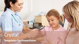  Presentation with injection - Cool new slide deck with childrens hospital - british nurse giving injection backdrop and a coral colored foreground