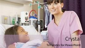  Presentation with childrens - Audience pleasing PPT layouts consisting of childrens hospital - nurse talking to young patient backdrop and a soft green colored foreground