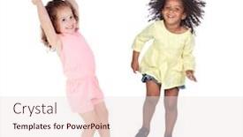  Presentation with childrens - Colorful presentation theme enhanced with childrens jumping toguether isolated on a white background backdrop and a lemonade colored foreground