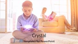  Presentation with using digital tablet - Theme consisting of childrens magazines - boy using digital tablet background and a lemonade colored foreground