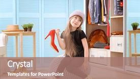  Presentation with shoes - Beautiful PPT layouts featuring childrens magazines - cute little girl with fashionable backdrop and a coral colored foreground