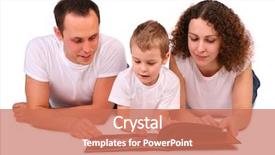  Presentation with family reading - Presentation theme consisting of childrens magazines - family reads magazine background and a coral colored foreground