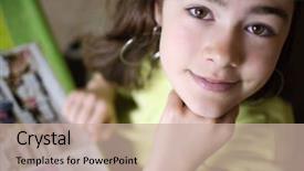  Presentation with child girl reading a book - Theme consisting of robot - card holder with a lens background and a white colored foreground