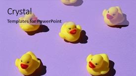  Presentation with toy - Cool new PPT theme with childrens magazines - group of yellow plastic toy backdrop and a light blue colored foreground