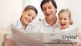  Presentation with family reading - Theme featuring childrens magazines - happy family reading a newspaper background and a coral colored foreground