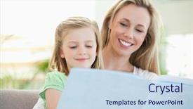  Presentation with english magazine - Audience pleasing slide deck consisting of childrens magazines - mother and daughter reading backdrop and a sky blue colored foreground