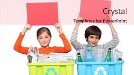  Presentation with recycling - Audience pleasing PPT theme consisting of childrens magazines - red card for recycling backdrop and a coral colored foreground