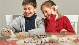  Presentation with childrens - Colorful PPT theme enhanced with childrens making decorations for new backdrop and a  colored foreground