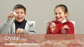  Presentation with new year - PPT theme with childrens making decorations for new background and a  colored foreground