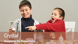  Presentation with childrens - Colorful slide set enhanced with childrens making decorations for new backdrop and a  colored foreground